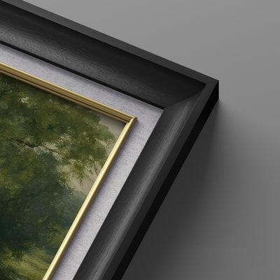 «Green Countryside River Landscape», ensemble de 2 impressions murales encadrées de qualité supérieure sur toile 26 po x 36 po