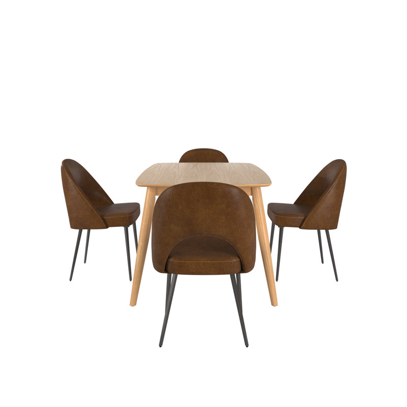 Ensemble de salle à manger Farias Mid-Century, Naturel, Brun