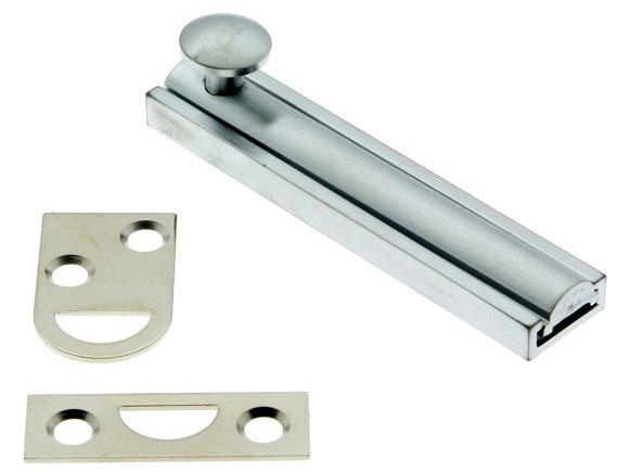 Solid Brass Surface Bolt, Satin Chrome