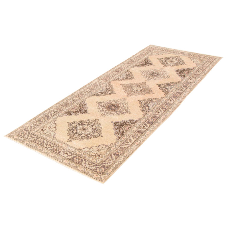 Tapis de couloir unique en laine noué à la main style années 1990 de 4 pi 11 po x 12 pi 5 po Morta