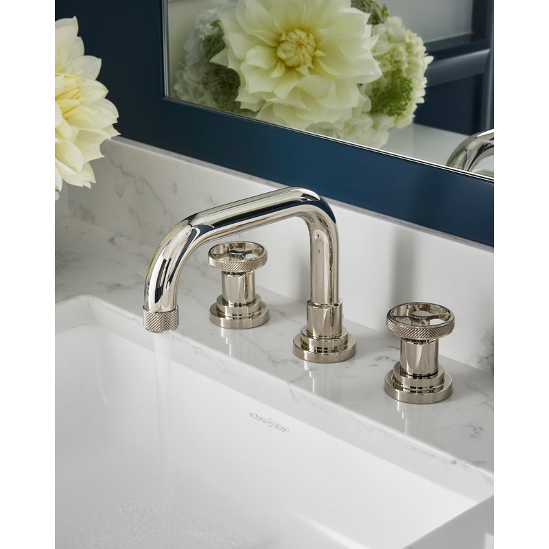 Campo™ Widespread Bathroom Faucet with Drain Assembly, Polished Nickel, Wheel Handle