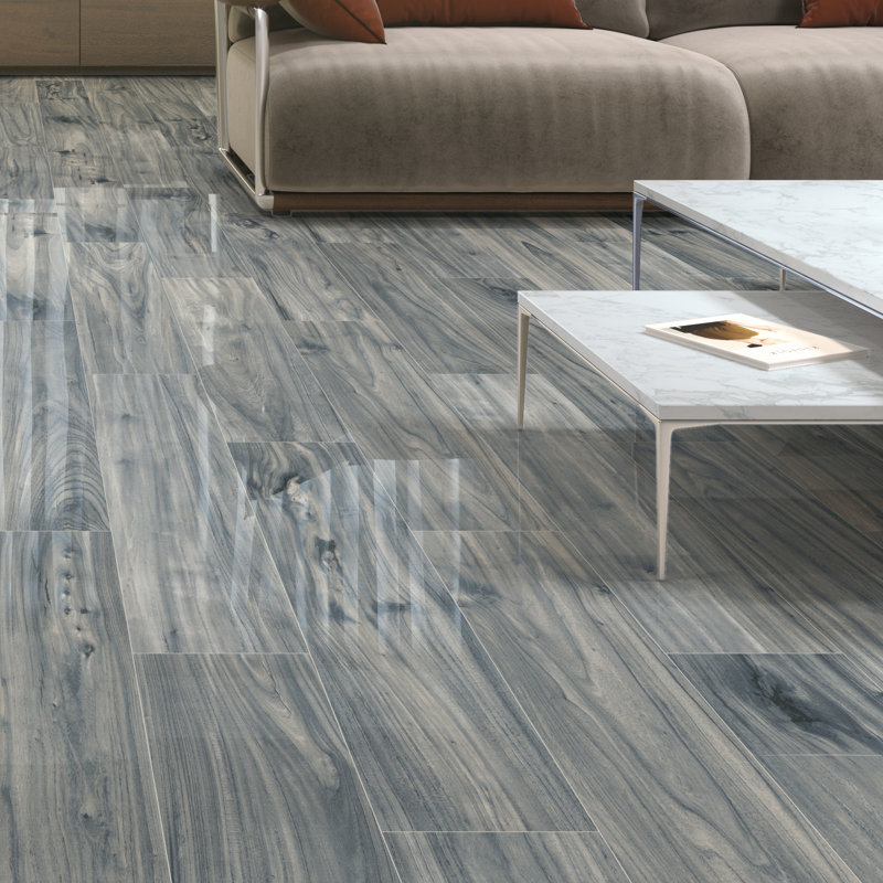 Spazio 8" x 48" Porcelain Fabric Look Wall & Floor Tile, Sky Blue
