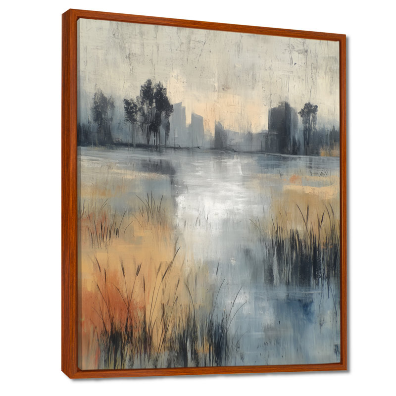 «Golden Path In The France Countryside», art mural sur toile, abstrait gris, H 20 po x l 12 po, Cadre flottant, Brun