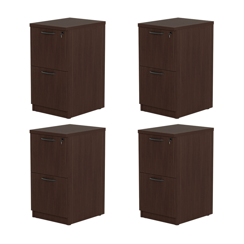 2-Drawer Vertical File Cabinets with Lock (Set of 4), Brown