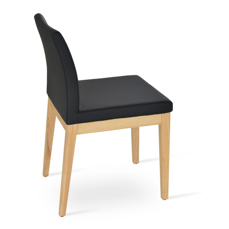 ARIA en cuir rembourré chaise, Cuir véritable - Noir, Naturel
