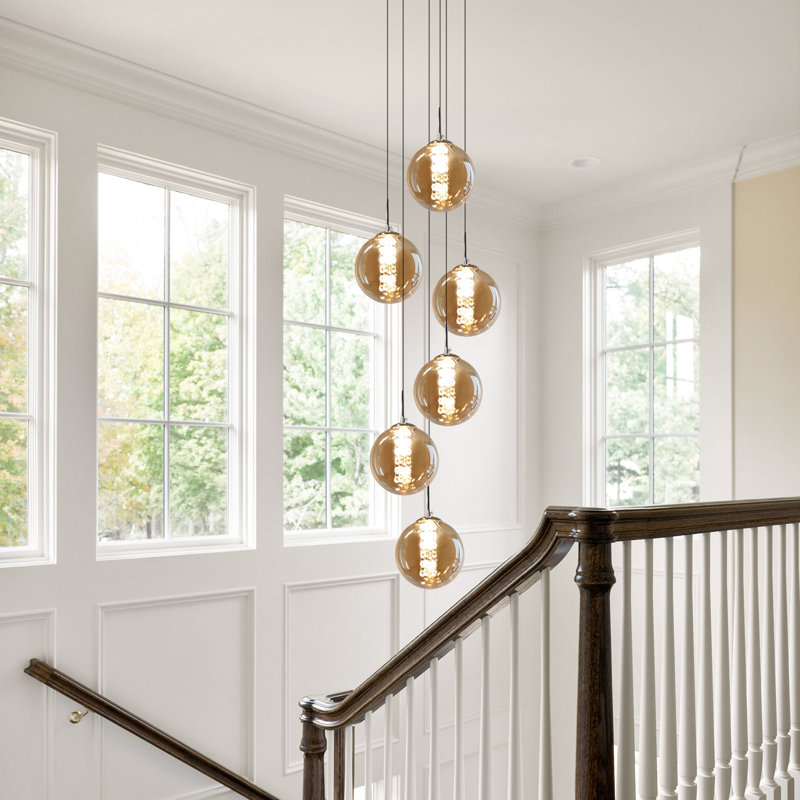 Amice 6 - Light Silver Cluster Pendant, Amber
