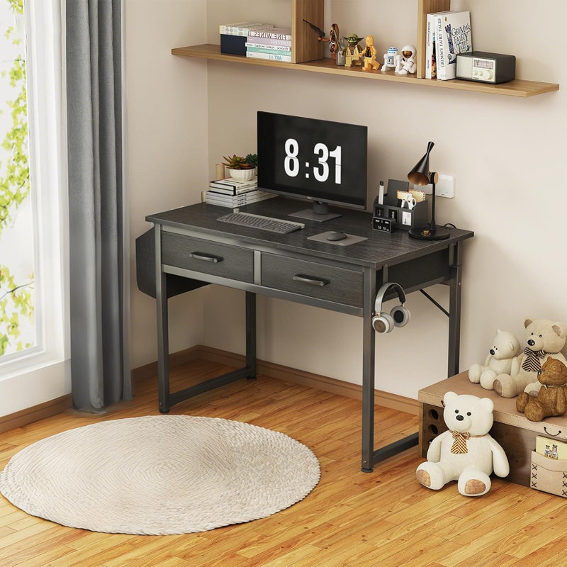 Space-Saving Writing Desk With Fabric Drawers For Small Bedrooms, Offering Ample Storage And Modern Style
