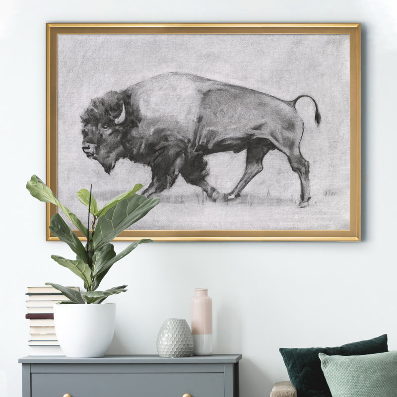 «Wild Bison Study II», impression sur toile encadrée, Doré, H 26,5 po x l 36,5 po x P 1,5 po