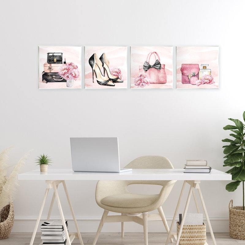 Ensemble de 4 plaques murales Glam Time Fashion, par Kim Allen
