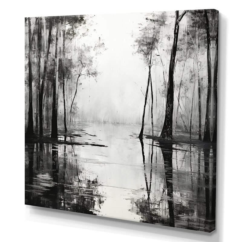 Enchanted Foggy Woods River, Toile tendue, H 36 po x l 36 po x P 1,5 po