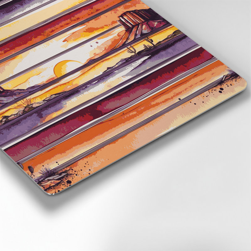 Art mural en métal brun du sud-ouest à rayures Sunrise, H 144 po x l 144 po x P 0,05 po