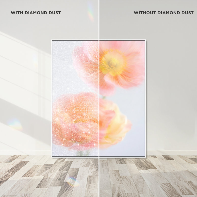 Hazy Camelias Print by Oliver Gal, 37"H x 46"W, White Floater Frame