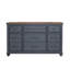 Commode 9 tiroirs, aucun assemblage requis, finition bleue en velours côtelé