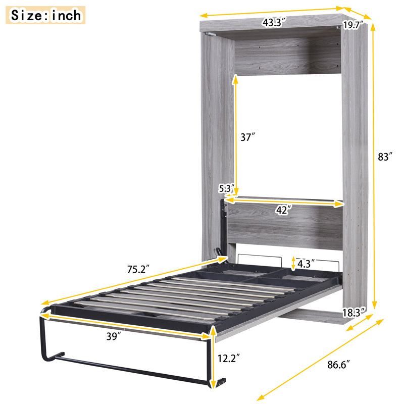 Armoire pliante simple à lit escamotable gris