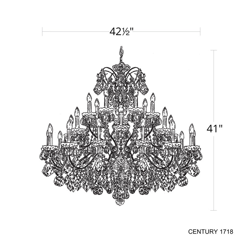 Century 28 - Light Glass Chandelier, Black