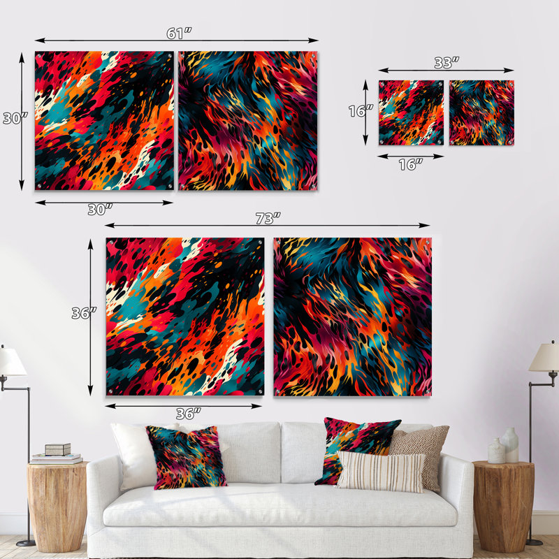 Crisoforo - Ensemble de 2 peintures murales abstraites en acrylique, H 36 po x l 73 po