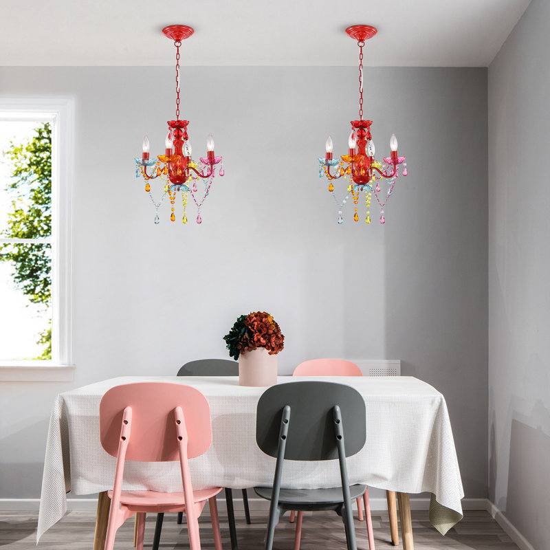 Jenifry 4 - Light Dimmable Empire Chandelier, Multicolor, Red