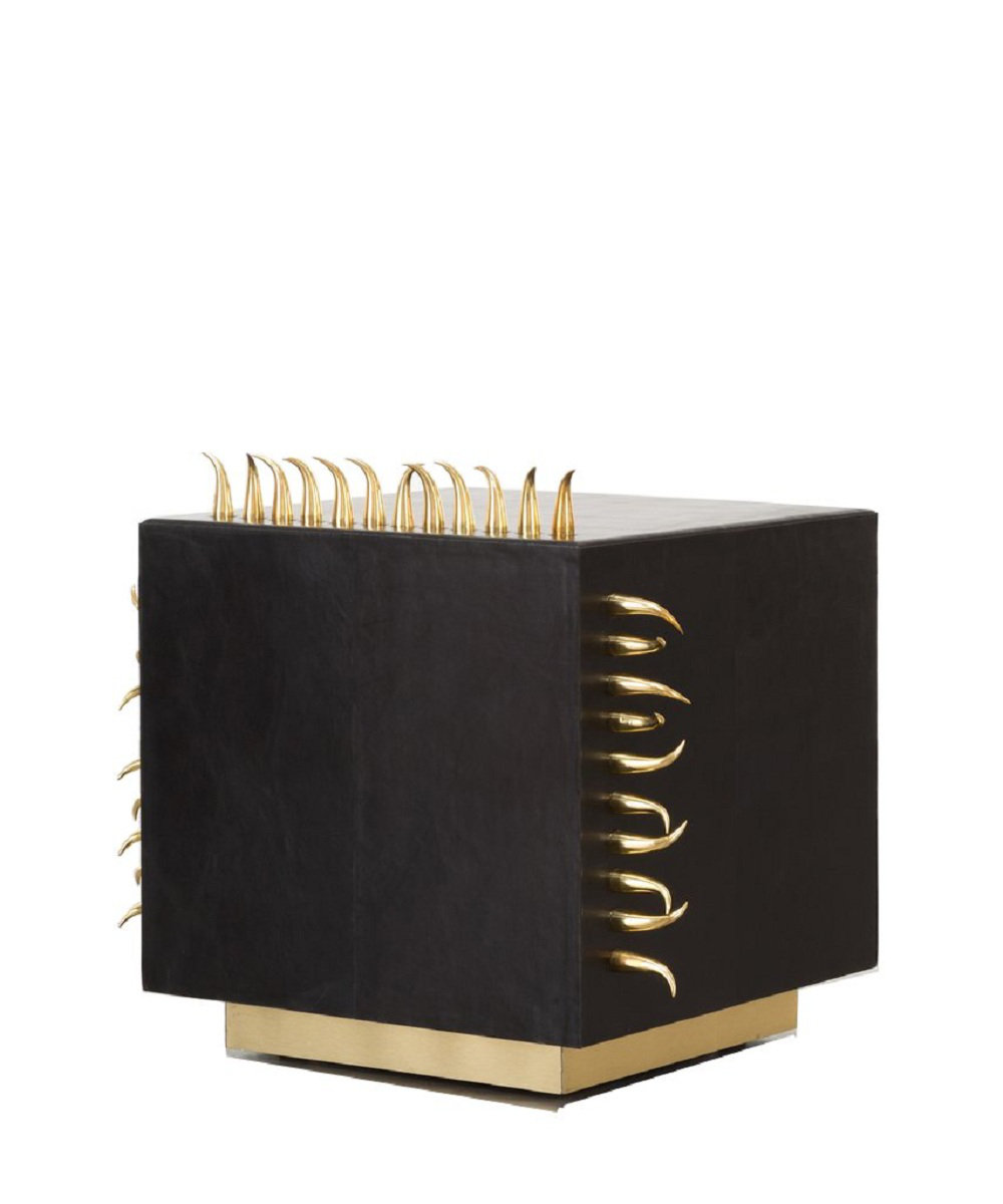 Mercer41 Clover Rhapsody Leather End Table, Golden Accents, 18x18x18 ...