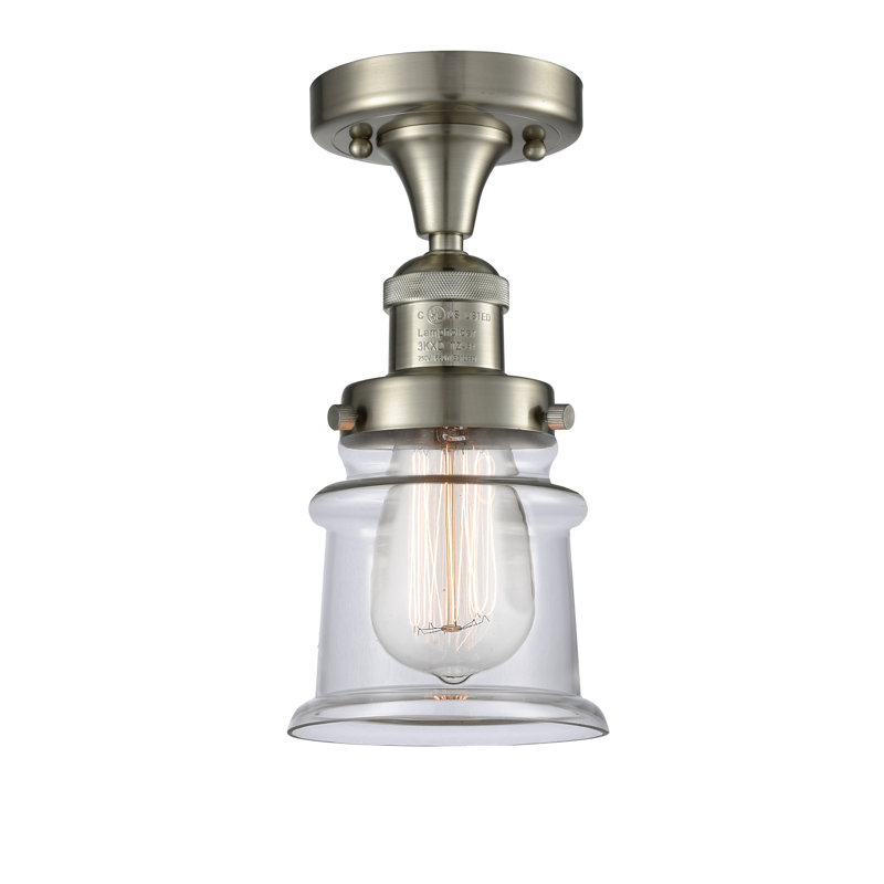 Plafonnier semi-encastré 1 lumière 5,25 po Alexandira, Ampoule DEL 6 watts Vinage, Transparent, Nickel satiné brossé