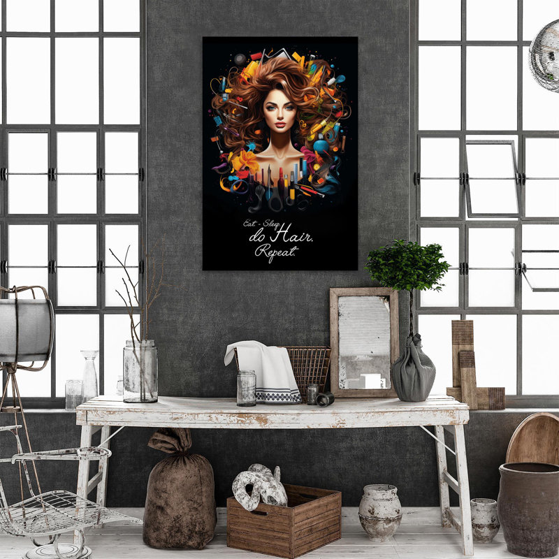 «Eat Sleep Do Hair Répétition - 1 pièce», H 36 po x l 24 po x P 1,25 po
