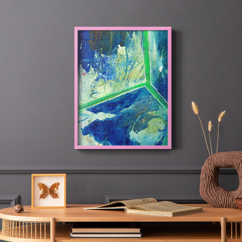 «Geometric in Cool VI», reproduction encadrée - bois massif, H 10 po x l 8 po, Rose