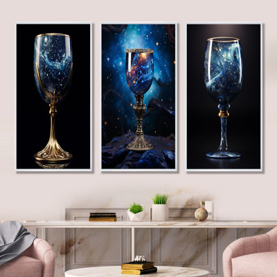 Glass Goblet Galaxies - Drinkware Canvas Wall Art Set Of 4