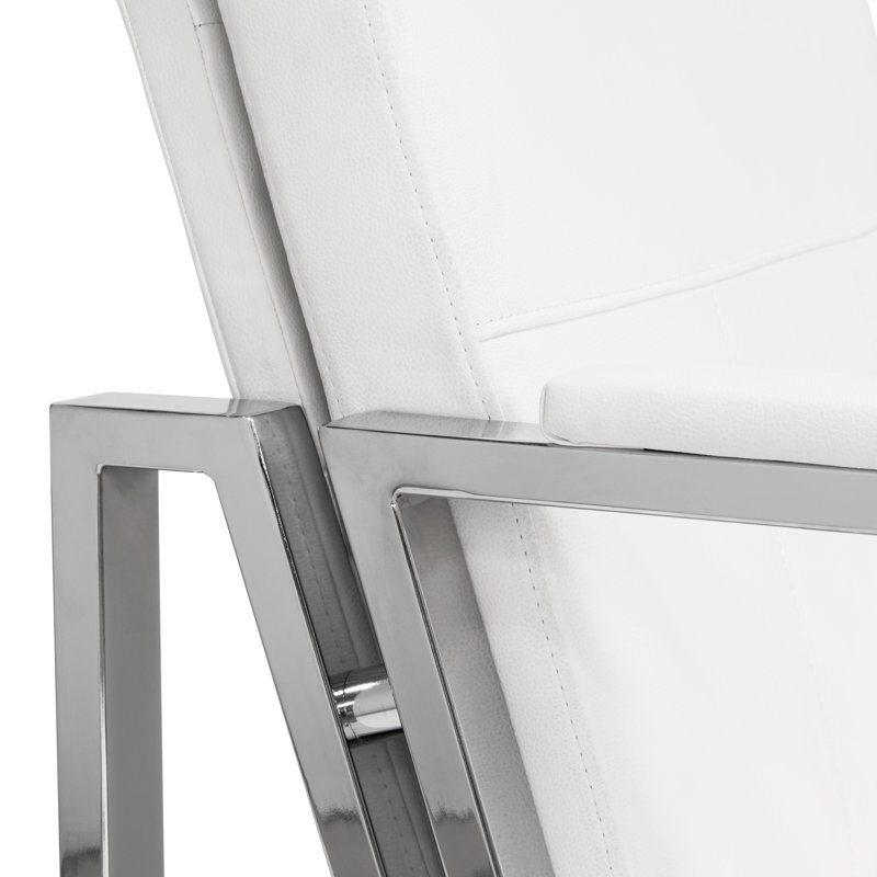 Fauteuil de 29,75 po de largeur Varnado, Similicuir blanc, Chrome