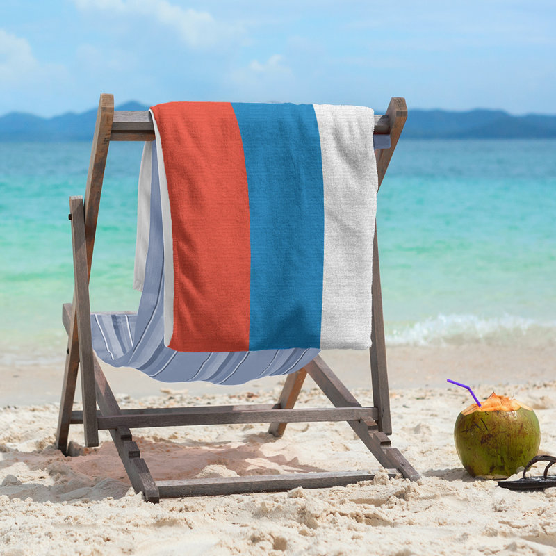 Lightweight Beach Towel, Orange/Blue/White
