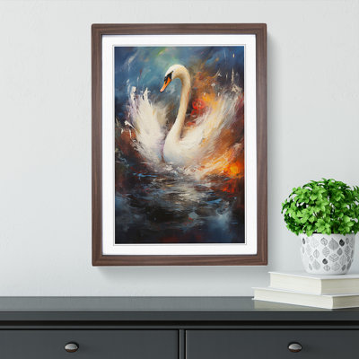 Swan Action Painting - Framed Print