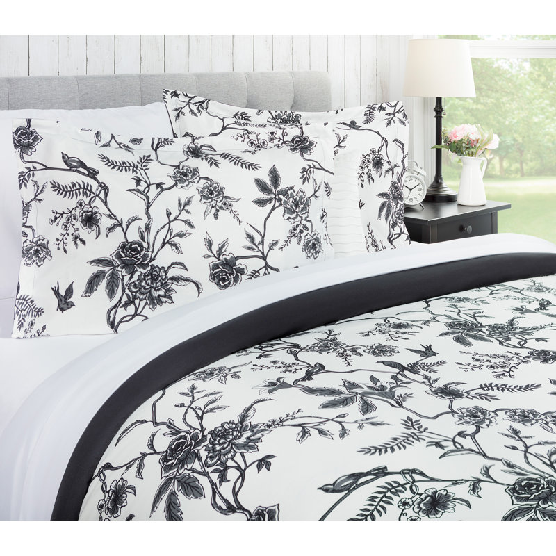 Ensemble de housse de couette réversible en microfibre 3 pièces , Housse de couette très grand et 2 taies, Gris anthracite