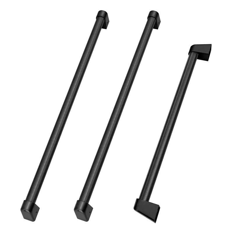 ZLINE Autograph Edition 36 in. Built-In Refrigerator Helix Handles (Set of 3) in Champagne Bronze, Black Stainless Steel