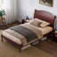 Structure de lit double en bois avec tête de lit, lit plateforme rétro, tête de lit arquée traditionnelle et pied de lit, grand rangement sous le lit, aucun sommier nécessaire, assemblage facile, noyer foncé