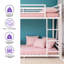 Lit superposé simple au-dessus de simple avec échelle intégrée, structure en métal blanc robuste, barrières de sécurité très hautes, lit peu encombrant pour la chambre à coucher