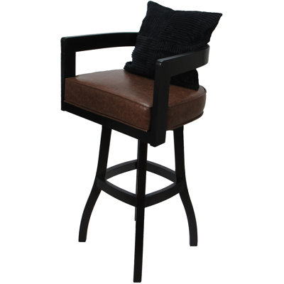 Megill Swivel Wood Extra Tall Bar Stool - Vinyl With A Pillow