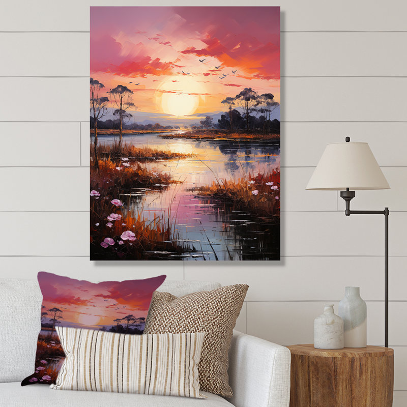«Lakeside Sunrise Tranquility I», reproduction sur toile, Toile tendue, H 44 po x l 34 po x P 1,5 po