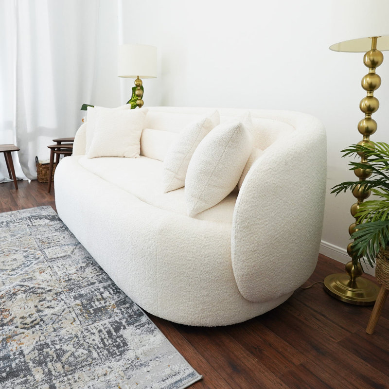 Emmy Mid-Century Modern Curvy Boucle Couch