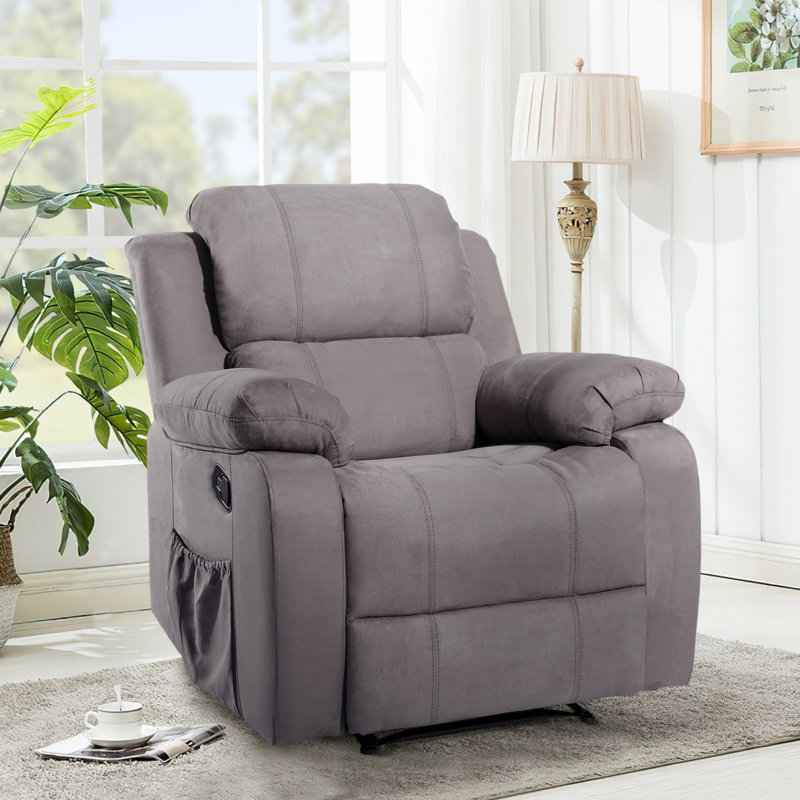 Fauteuil inclinable massant et chauffant, Microfibre / microsuède gris