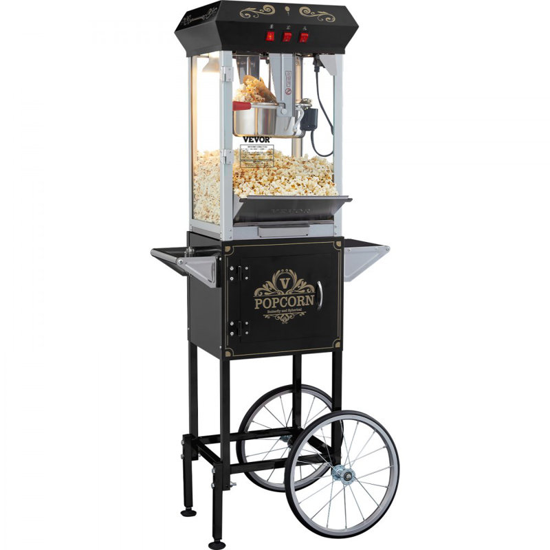 Éclateur à maïs soufflé avec chariot Popcorn 850W 8 oz 48 tasses Noir