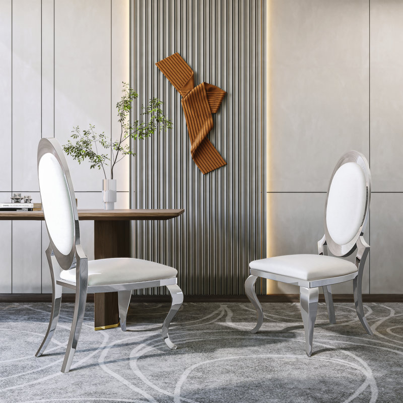 Chaise d'appoint rembourrée en argent Damarae, Argent argent, Blanc