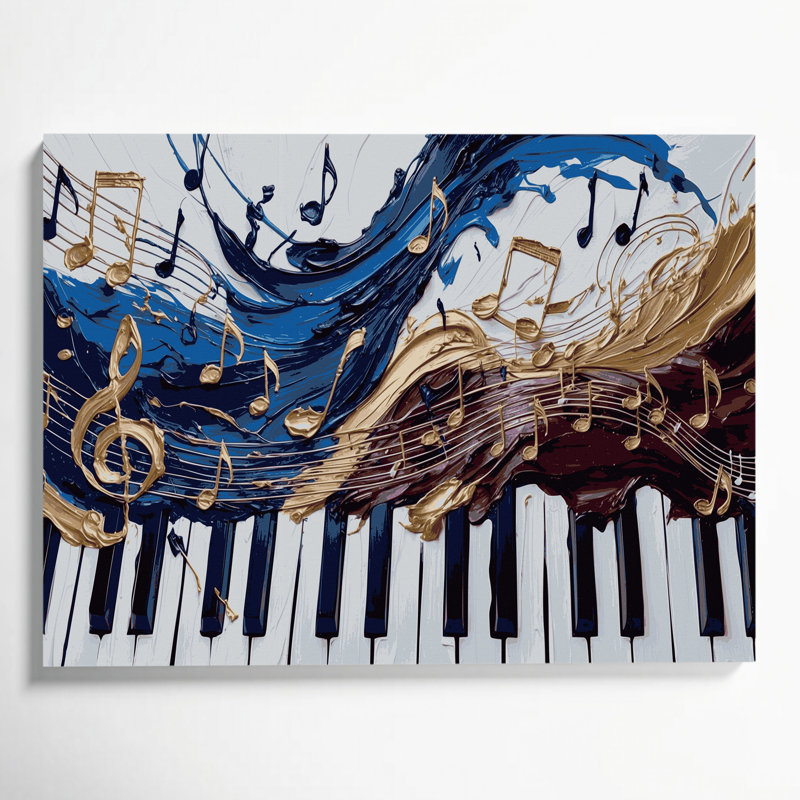 «Music Piano Gray», art mural sur toile, H 11 po x l 14 po