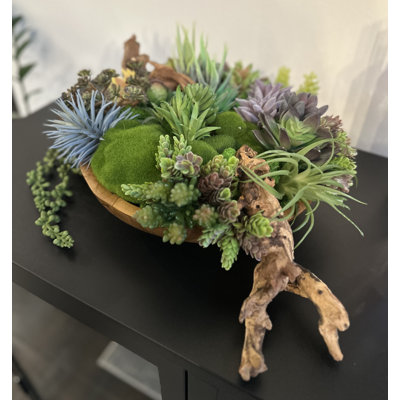 Succulent Design on Walnut wood vase | Perfect Plant Lover Gift | Minimalist Home Decoration
