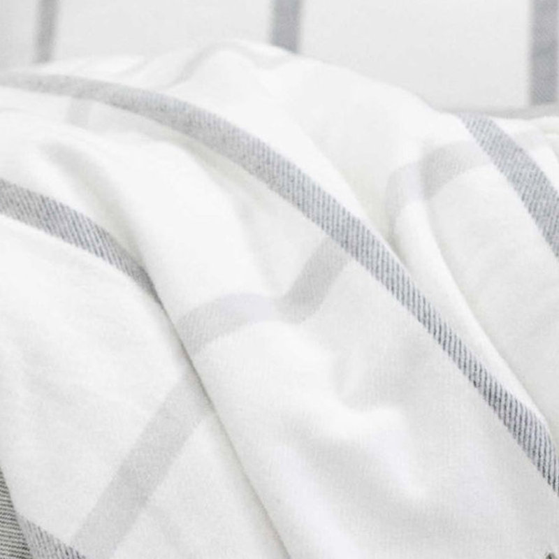 Couverture 100% coton Copenhagen, Blanc / gris, Très grand