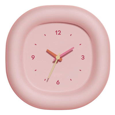Cute Mini Analogue Marshmallow Clock 6.9 Inch Aesthetic Small Silent Bedside Desk Clock Battery Operated Non-Ticking Shelf Clocks For Décor Livingroom Bedroom Kitchen Desktop Gift Clock(Peach)