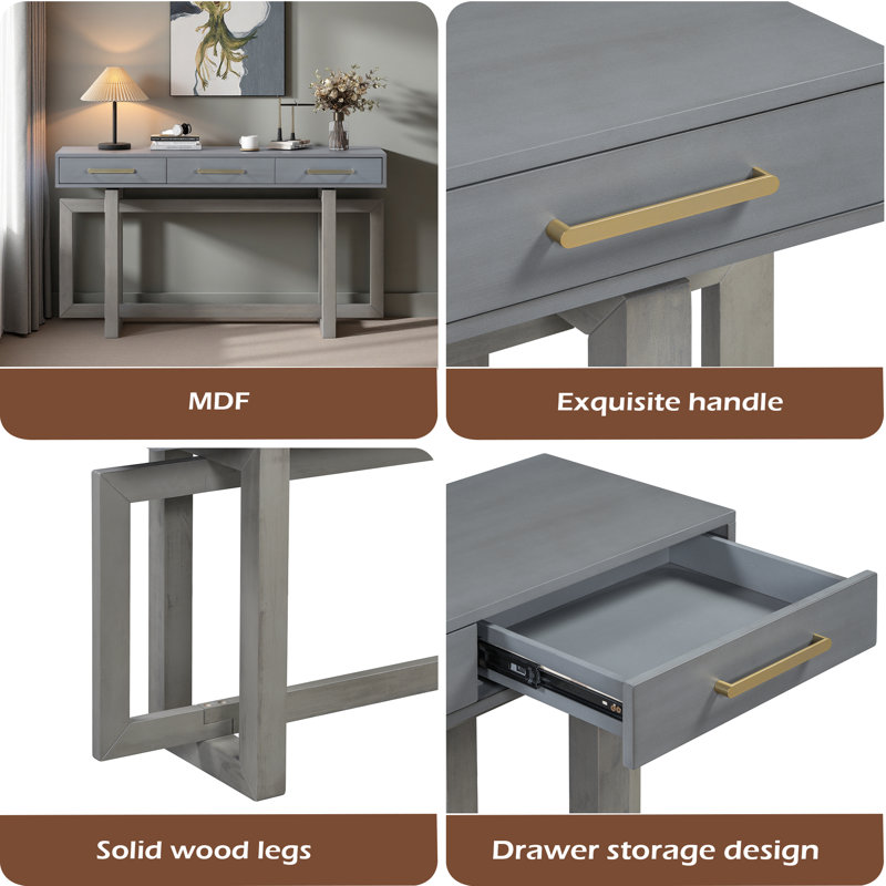 Latitude Run® Elegant Console Table With Three Drawers, Extra Long ...