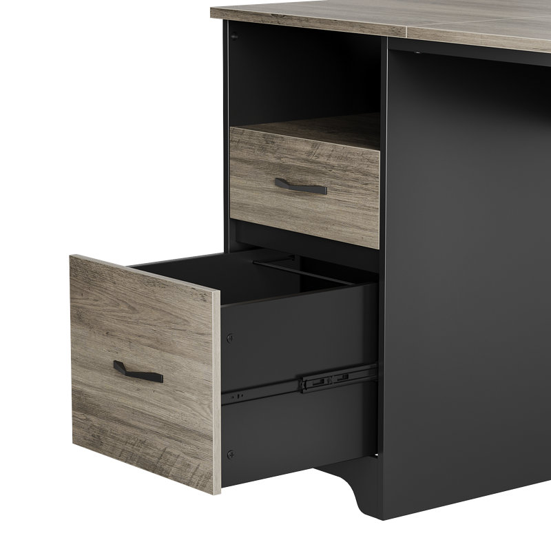 Luing 59'' Executive Desk with 2 File and Storage Drawers, Computer Writing Desk with Keyboard Tray and 2 Open Compartments for Home Office