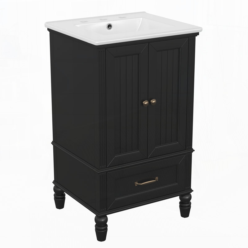 20" Bathroom Vanity With Sink, Black