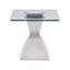 Table de bout en acier inoxydable avec plateau en verre et chrome