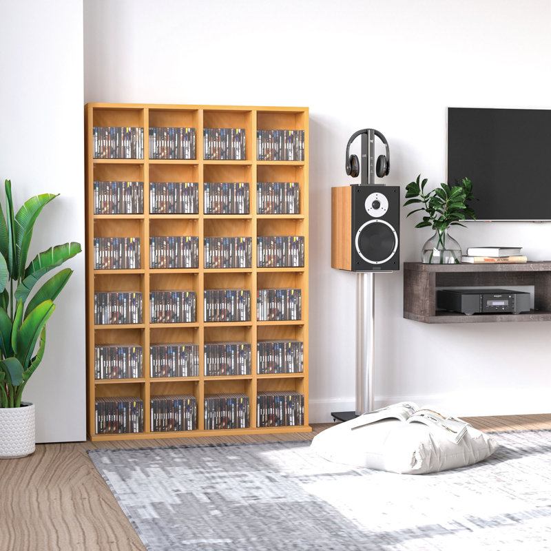 Claudio DVD CD Media Storage Rack, Video Display Unit, 89 x 130.5 cm, Beech