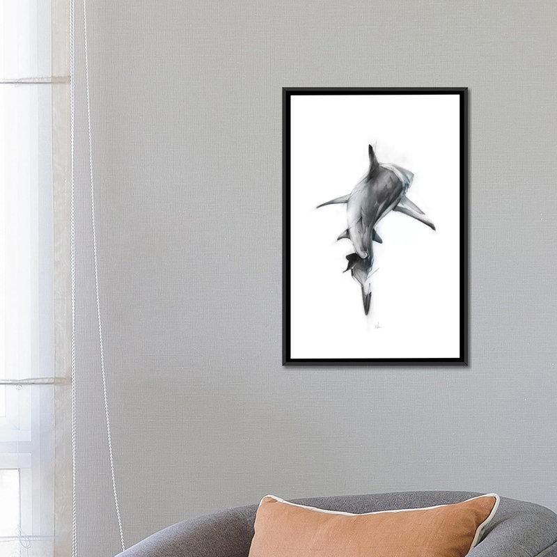 " Shark III " by Alexis Marcou, 26" H x 18" W x 1.5" D, Black Framed Canvas