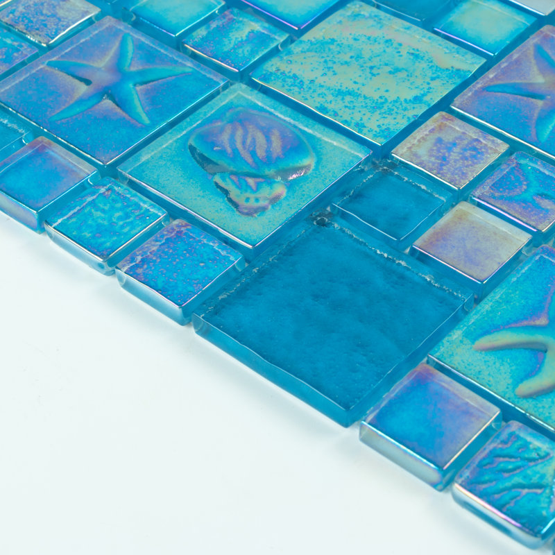 Reflections Glass Versailles Mosaic Tile, Coral Blue
